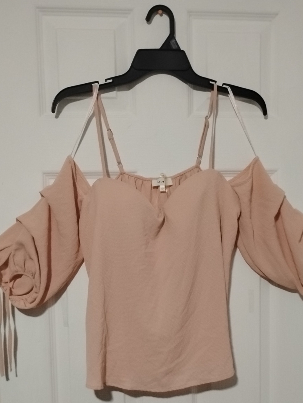 love J Blush Pink Cold-Shoulder Camisole with Balloon Sleeves Size L